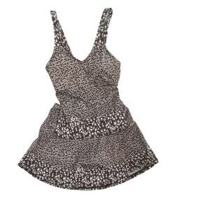 Made With Love Brown &White Abstract Print 2Piece Set –Crop Tank & Skirt S –NWT